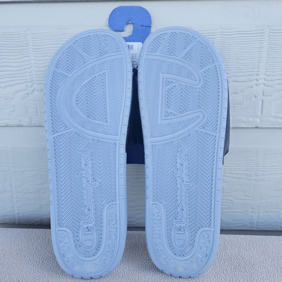 Champion Super Slide Split Script Sandals CP101319M Grey Black Men Size 12 - Picture 5 of 6